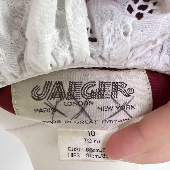 Vintage 70s/80s Jaeger Rust Red Cord Button Down Dress Lace Collar & Cuffs UK 10 - Picture 9 of 9